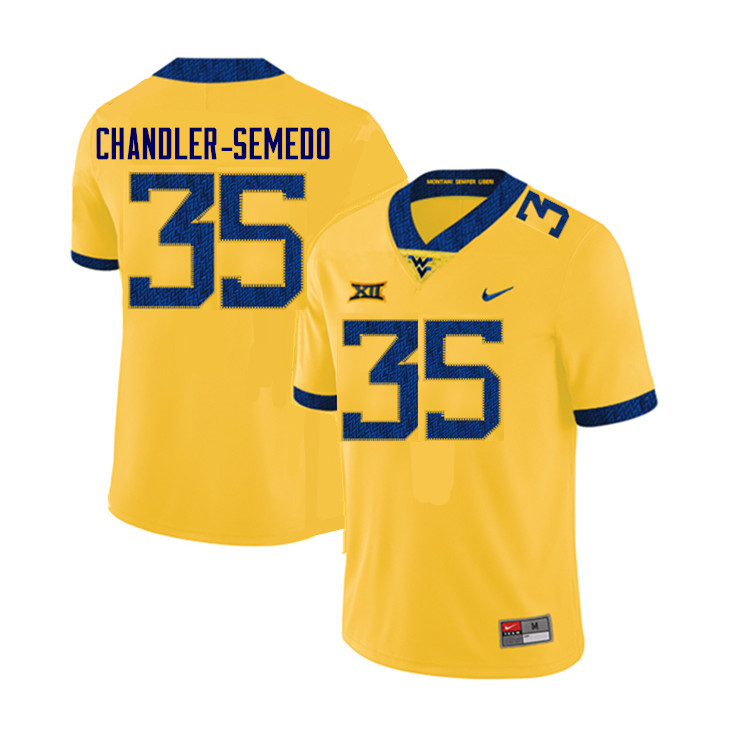 Men #35 Josh Chandler-Semedo West Virginia Mountaineers College Football Jerseys Sale-Yellow